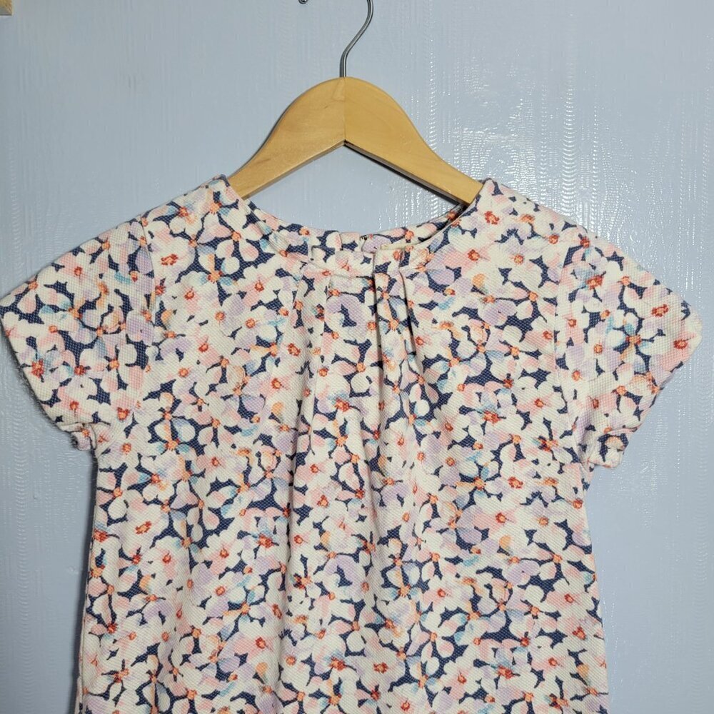 Lands' End Kids Size 10 Girls Youth Pink Floral Knee Length Cap Sleeve Dress - Picture 6 of 9